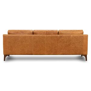 POLY & BARK Sorrento Leather Couch – 86-Inch Leather Sofa with Tufted Back - Full Grain Leather Couch with Feather-Down Topper On Seating Surfaces – Pure-Aniline Italian Leather – Cognac Tan