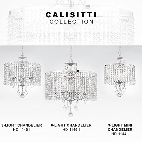 Home Decorators Collection HD-1144-I 3-Light Polished Chrome Mini-Chandelier with K9 Hanging Crystals