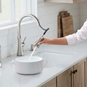 KOHLER R28706-SD-VS Kaori Single Handle Kitchen Faucet with Pull Down Sprayer and Soap Dispenser, Vibrant Stainless