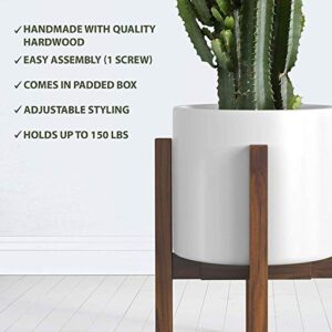 Sophia Mills Mid Century Plant Stand - Solid Wood Item Stand Handmade with Acacia - Fits Medium & Large Pots Sizes 8 to 12 inches (Not Included) (Adjustable Width: 8-12 inches, Dark Brown)