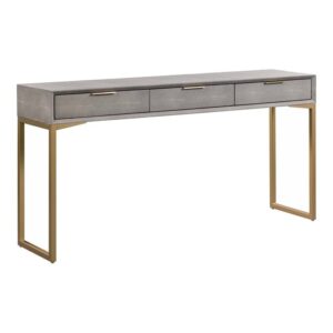 tov furniture pesce shagreen modern 3 drawer living room console table, 59″ grey