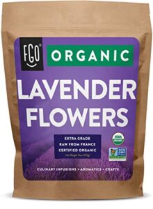 organic lavender flowers dried | perfect for tea, baking, lemonade, diy beauty, sachets & fresh fragrance | 100% raw from france | jumbo 16oz resealable kraft bag | by fgo