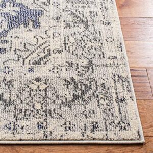 SAFAVIEH Monaco Collection 6'7" x 9'2" Ivory/Grey MNC243B Boho Chic Medallion Distressed Non-Shedding Living Room Bedroom Dining Home Office Area Rug