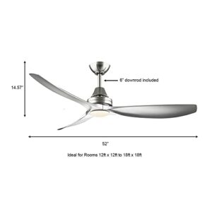 Levanto 52 in. Integrated LED Indoor/Outdoor Brushed Nickel Ceiling Fan with Light Kit