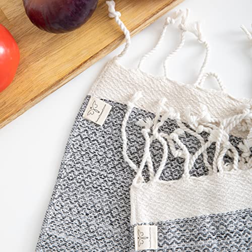 Smyrna Turkish Cotton Kitchen Dish Towels Pack of 6 | 100% Natural Cotton,12x12 Inches | Machine Washable Wash Cloths | Ultra Soft, Absorbent, Prewashed and Quick Dry Turkish Dish Towels (Gray 12x12)