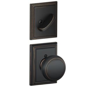 schlage f59 and 716 add addison collection andover handleset interior knob, aged bronze (interior half only)