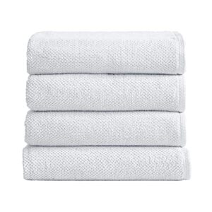 great bay home 100% cotton quick-dry bath towel set (30 x 52 inches) highly absorbent, textured popcorn weave bath towels. acacia collection (set of 4, optic white)