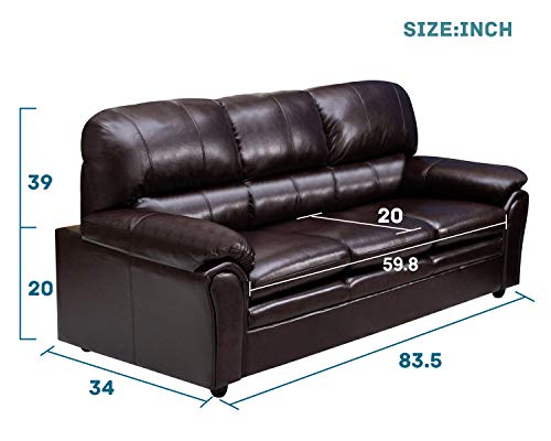 BestMassage Sofa PU Leather Sofa Sleeper Sofa Contemporary Sofa Couch for Living Room Furniture Modern Futon (Three Seat).