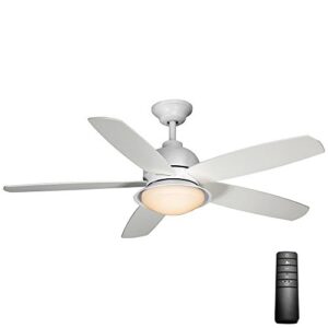 home decorators collection 56012 ackerly 52″ led matte white ceiling fan light kit