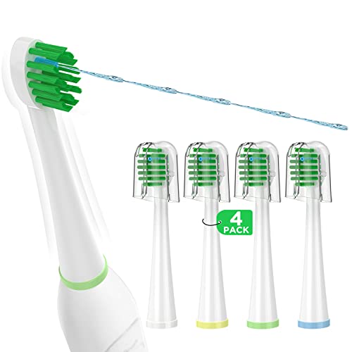 Replacement Toothbrush Heads for Water Pik Sonic Fusion (SF-01 / SF-02 / SF-03 / SF-04), Compact, with Covers, 4 Count, White