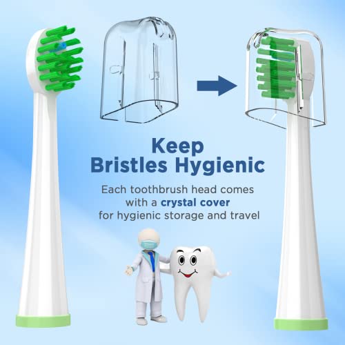 Replacement Toothbrush Heads for Water Pik Sonic Fusion (SF-01 / SF-02 / SF-03 / SF-04), Compact, with Covers, 4 Count, White