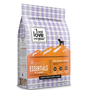 "I and love and you" Naked Essentials Dry Puppy Food - Natural Grain Free Kibble, Prebiotics & Probiotics, Chicken + Lentils, 4-Pound Bag
