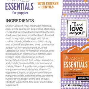 "I and love and you" Naked Essentials Dry Puppy Food - Natural Grain Free Kibble, Prebiotics & Probiotics, Chicken + Lentils, 4-Pound Bag
