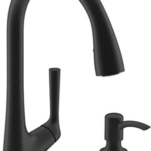 KOHLER R77748-SD-BL Malleco Touchless Pull Down Kitchen Sink Faucet with Soap/Lotion Dispenser in Matte Black