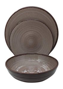 gianna’s home 12 piece modern melamine heavyweight plastic dinnerware set (brown)