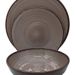 Gianna's Home 12 Piece Modern Melamine Heavyweight Plastic Dinnerware Set (Brown)