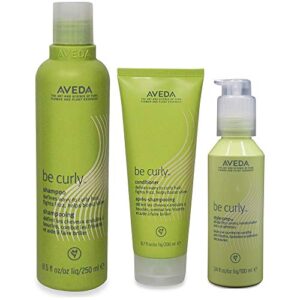 aveda be curly shampoo 8.5 oz, conditioner 6.7 oz & be curly style-prep 3.4 oz