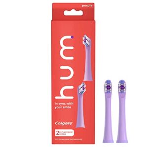 hum replacement heads, hum toothbrush heads with floss tip bristles for smart toothbrush, purple, 2 pack