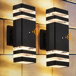 dastor dusk to dawn outdoor wall lights 2 pack, 3000k warm white exterior sconce light fixture, up and down porch lights outdoor wall mount, aluminum waterproof outdoor lights for house porch patio