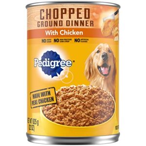 pedigree chopped ground dinner adult canned soft wet dog food with chicken, 22 oz. cans 12 pack