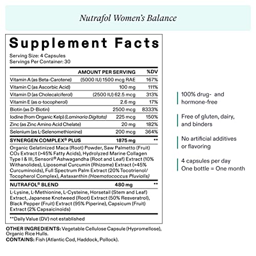 Nutrafol Women's Balance Hair Growth Supplement | Ages 45+ | Clinically Proven for Visibly Thicker Hair & Scalp Coverage | Dermatologist Recommended | 1 Refill Pouch | 1 Month Supply