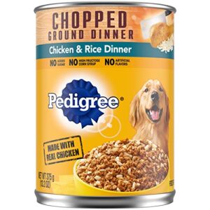 pedigree adult canned wet dog food chopped ground dinner chicken & rice flavor, (12) 13.2 oz. cans