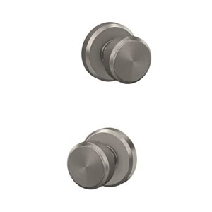 Schlage F10 BWE 619 GSN Bowery Door Knob with Greyson Trim, Hall & Closet Passage Lock, Satin Nickel