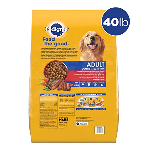 Pedigree Complete Nutrition Adult Dry Dog Food Grilled Steak & Vegetable Flavor Dog Kibble, 40 lb. Bag