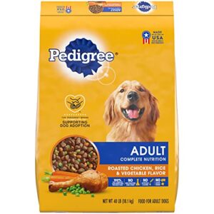 pedigree complete nutrition adult dry dog food roasted chicken, rice & vegetable flavor dog kibble, 40 lb. bag