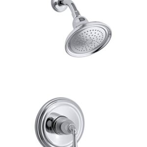KOHLER K-TS396-4-CP Devonshire(R) Rite-Temp(R) Shower Valve Trim with Lever Handle and 2.5 gpm showerhead, 11.75 x 8.00 x 6.25, Polished Chrome