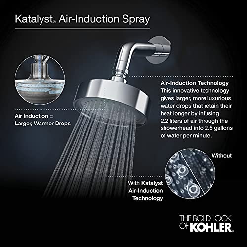 KOHLER K-TS396-4-CP Devonshire(R) Rite-Temp(R) Shower Valve Trim with Lever Handle and 2.5 gpm showerhead, 11.75 x 8.00 x 6.25, Polished Chrome
