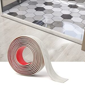 art3d 4 ft self adhesive vinyl floor transition strip, laminate floor strip floor flat divider strip for joining floor gaps,carpet threshold transition,floor tiles（1.57in, white-washed）