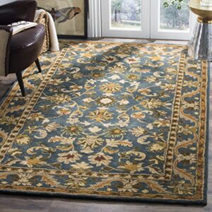 safavieh antiquity collection 3′ x 5′ blue/gold at52c handmade traditional oriental premium wool area rug