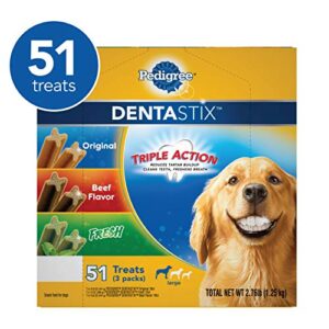 PEDIGREE DENTASTIX Large Dog Dental Care Treats Original, Beef & Fresh Variety Pack, 2.73 lb.Pack (51 Treats)