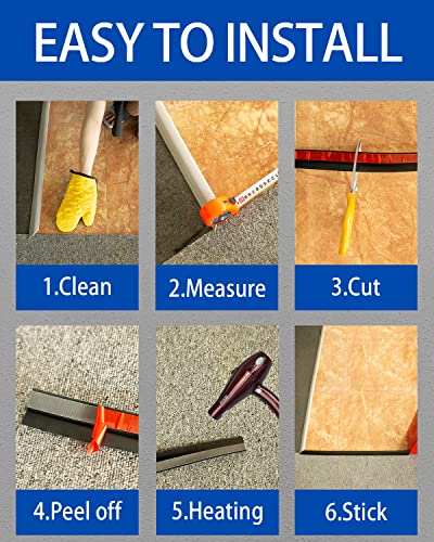 Floor Transition Strip Carpet & Flooring Flat Divider Edging Trim Strip Transition Threshold 6.65Ft PVC Adhesive-Suitable for Threshold Transitions Height Less Than 5 mm(2m Brown)