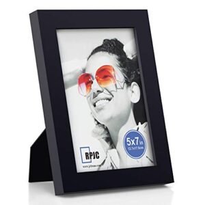 rpjc 5×7 inch picture frame made of solid wood high definition glass for table top display and wall mounting photo frame black
