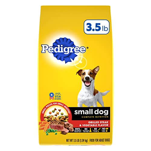 PEDIGREE Small Dog Complete Nutrition Small Breed Adult Dry Dog Food Grilled Steak and Vegetable Flavor Dog Kibble, 3.5 lb. Bag