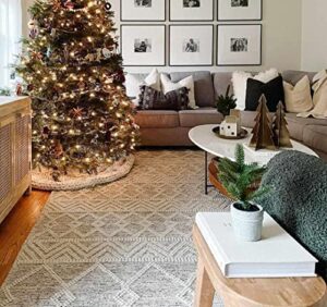 woolk moroccan farmhouse hand woven living room bedroom nursery wool area rug – vintage handmade bohemian style – boho diamond southwestern pattern – beige, white, brown – 6′ x 9′