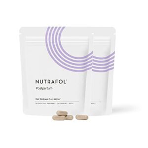 nutrafol postpartum hair growth supplement | clinically effective for visibly thicker hair & less shedding | breastfeeding-friendly ingredients | 2 pouches | 2 month supply
