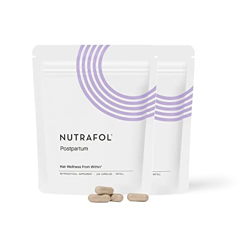 Nutrafol Postpartum Hair Growth Supplement | Clinically Effective for Visibly Thicker Hair & Less Shedding | Breastfeeding-Friendly Ingredients | 2 Pouches | 2 Month Supply