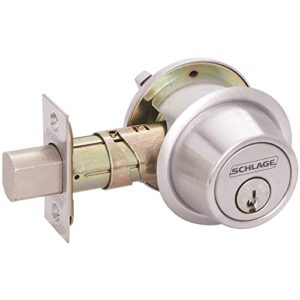 schlage commercial b560p626 grade 2 single cylinder deadbolt with c keyway with 12287 latch and 10094 strike satin chrome finish, model number: b560p 626 ka4c 12-287 10-094