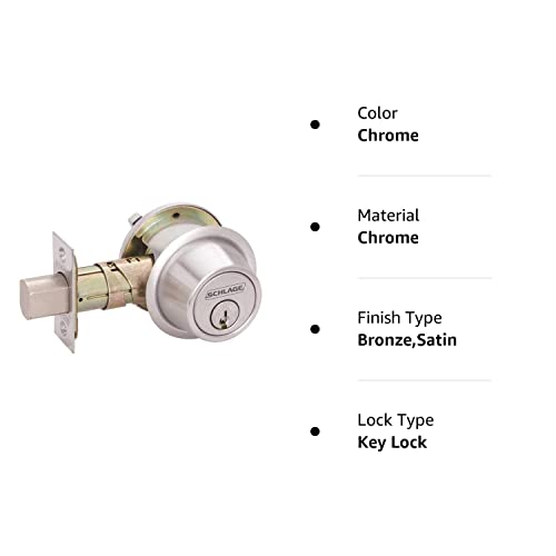 Schlage Commercial B560P626 Grade 2 Single Cylinder Deadbolt with C Keyway with 12287 Latch and 10094 Strike Satin Chrome Finish, Model Number: B560P 626 KA4C 12-287 10-094