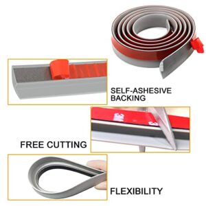 Floor Rubber Transition Strip Self Adhesive Carpet to Tile Transition Strip Edging Trim Strip for Threshold Transitions with a Height Less Than 5 mm/0.2in (Grey, 6.56FT)