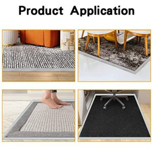 Floor Rubber Transition Strip Self Adhesive Carpet to Tile Transition Strip Edging Trim Strip for Threshold Transitions with a Height Less Than 5 mm/0.2in (Grey, 6.56FT)