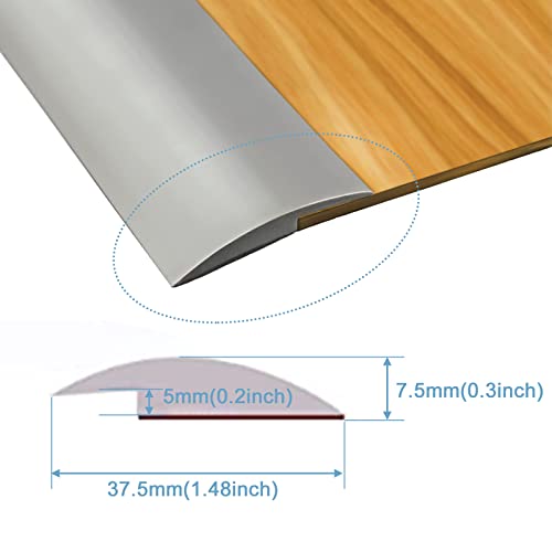 Floor Rubber Transition Strip Self Adhesive Carpet to Tile Transition Strip Edging Trim Strip for Threshold Transitions with a Height Less Than 5 mm/0.2in (Grey, 6.56FT)