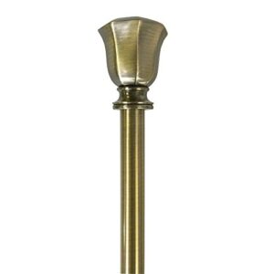 home decorators collection 66 in. – 120 in. brushed brass 3/4 in. telescoping curtain rod kit with lantern finial