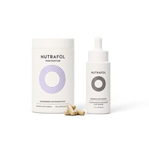 nutrafol postpartum hair growth supplement & growth activator duo | clinically proven for visibly thicker hair & less shedding | breast-feeding friendly ingredients | 1 month supply