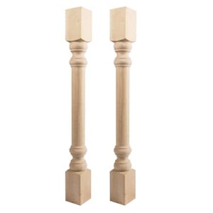 35 1/2-inch h 3 1/2-inch w 3 1/2-inch d cabinet columns, btowin 2pcs unfinished tapered rubberwood replacement island legs for large dining table & kitchen table
