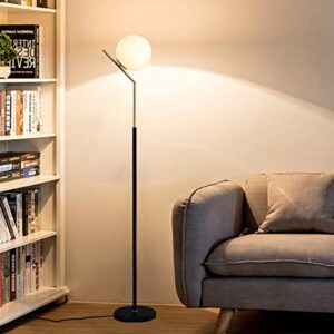 Hsyile Lighting KU300207 Modern Creative White Glass Ball Floor Lamp for Living Room,Bedroom,Office,Hotel,1 Light