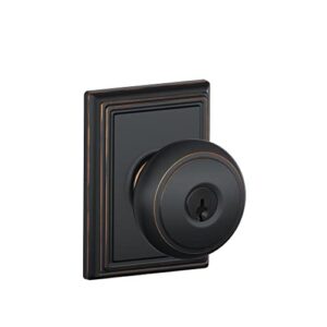 schlage f51a and 716 add andover door knob with addison trim, keyed entry lock, aged bronze